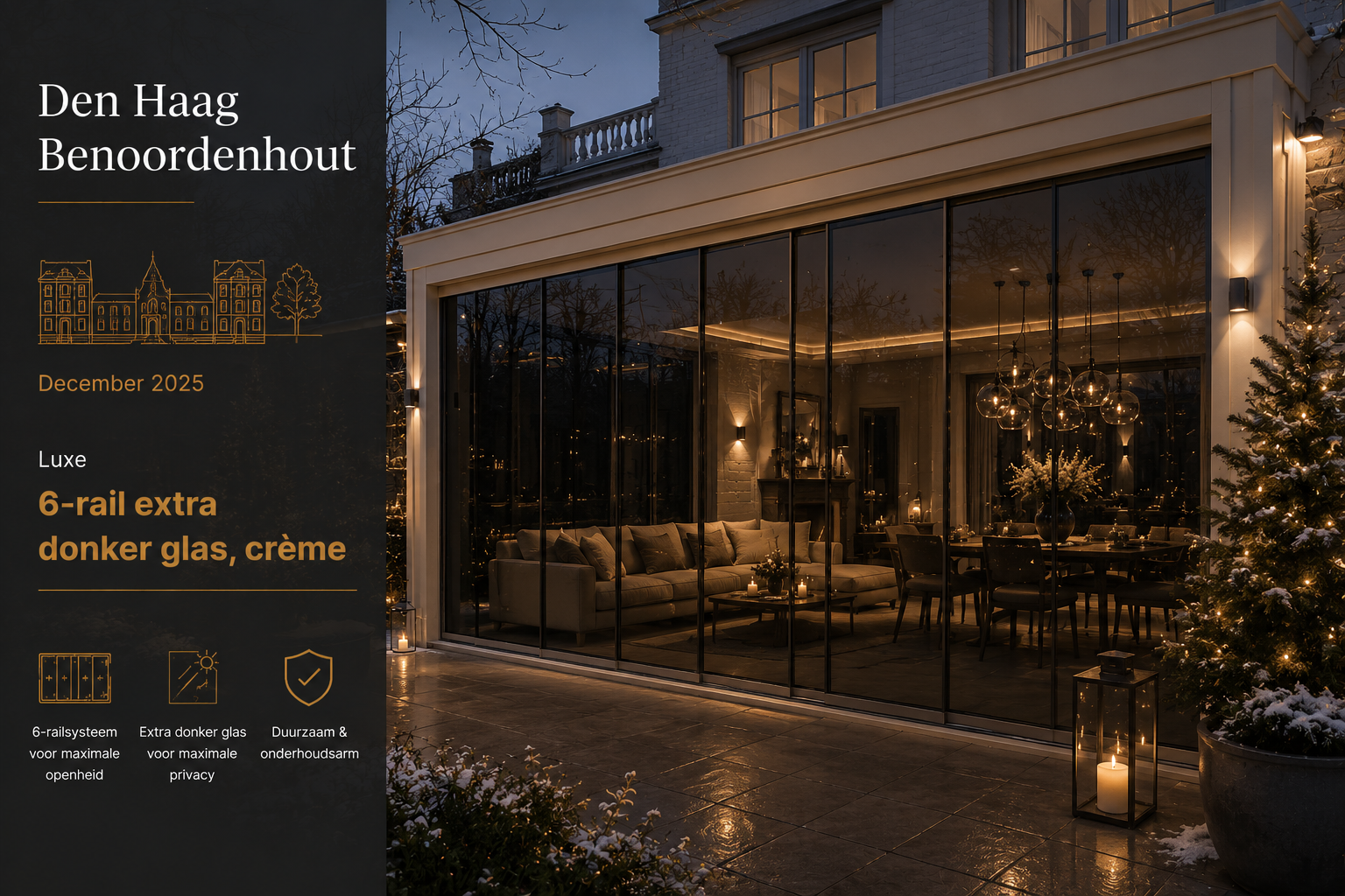 Den Haag Benoordenhout 6-rail creme donker glas